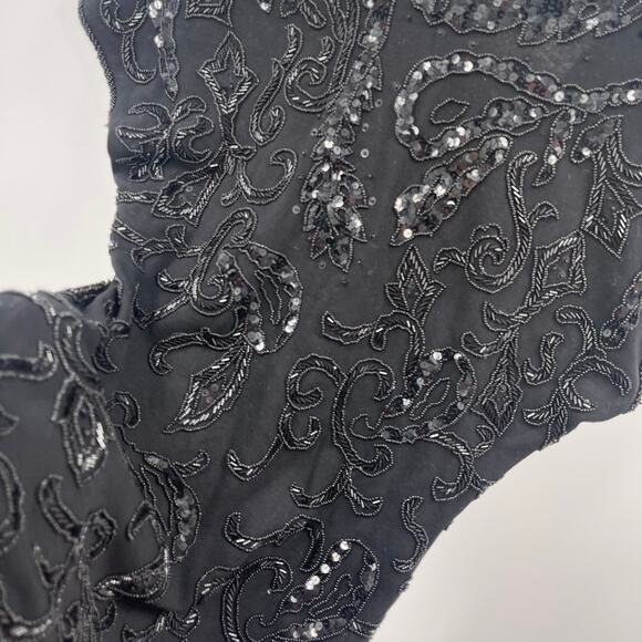 Vintage Cache Carmen Marc Valvo Black Sequin Dress Size Small - Picture 7 of 7